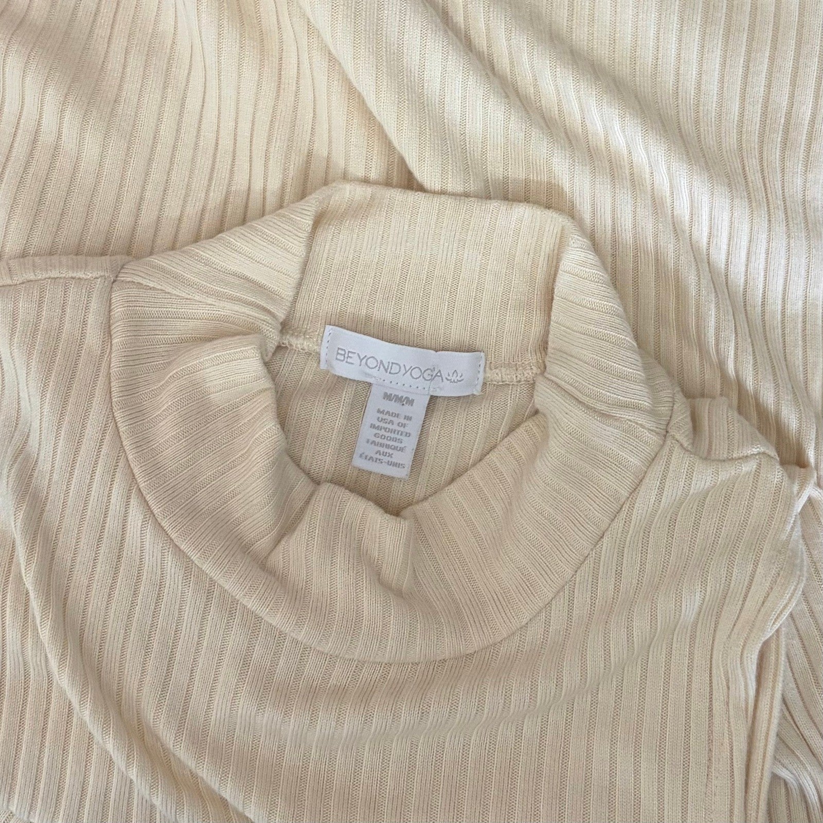 Anthropologie BEYOND YOGA Well Traveled Midi Dress Solid Ivory Ribbed Medium