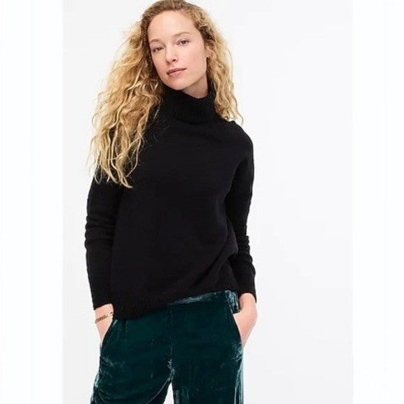 J. CREW Turtleneck Sweater Supersoft Yarn Solid Black Wool Alpaca Knit X-Small