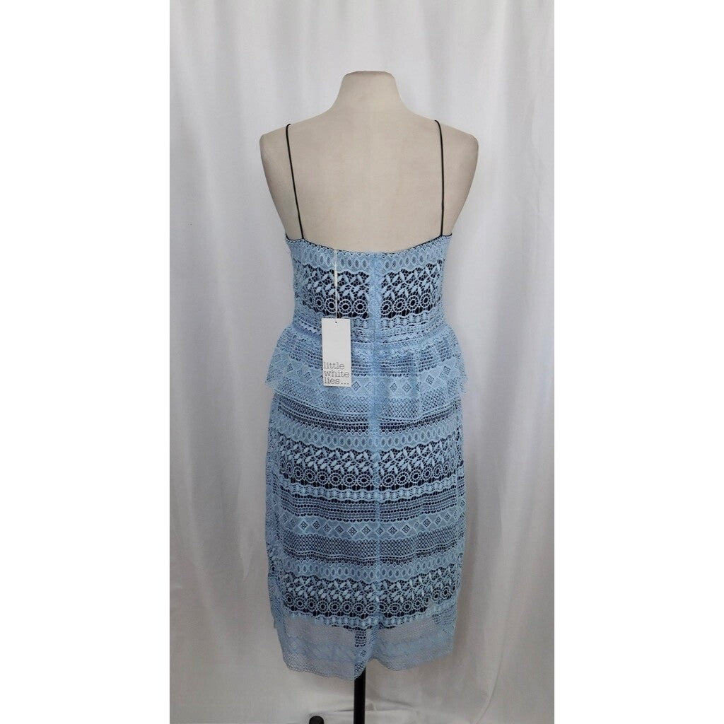 NWT!! LITTLE WHITE LIES Blue Crochet Lace Peplum Sheath Dress XX-Large XXL