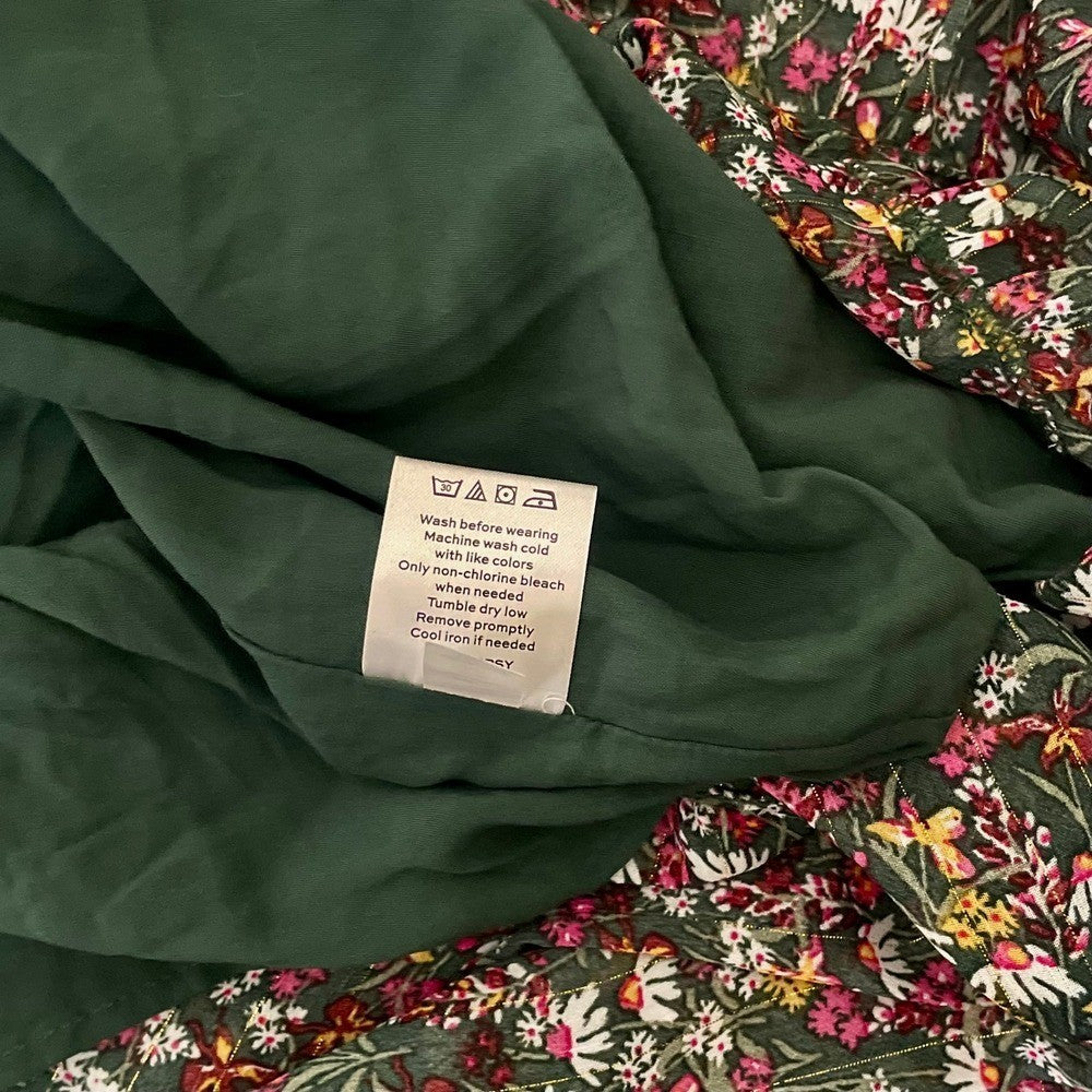 NWT!! DRAPER JAMES RSVP Green Floral Smocked Dress Midi Holidays Party X-Small