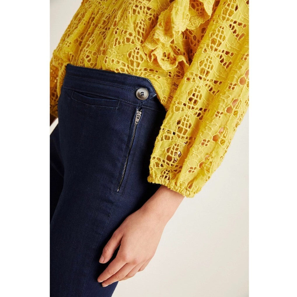 NWT!! ANTHROPOLOGIE Pilcro Slit-Front Skinny Jeans Stretch Dark Wash Size 27