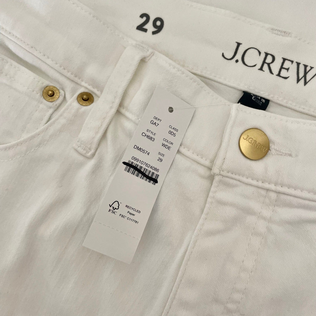NWT!! J. CREW White Slim Jeans '03 2003 Stretch Solid White High Rise Size 29