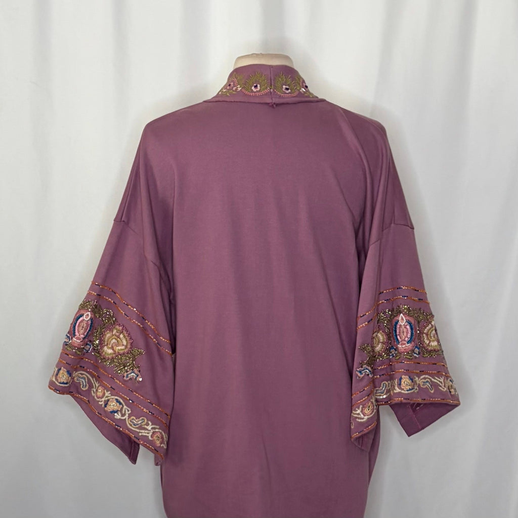 ARATTA SILENT JOURNEY Juliette Beaded Embellished French Terry Kimono Jacket S