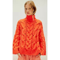 NWT!! FREE PEOPLE Clementine SoftSpun Cable Knit Pullover Solid Orange Small