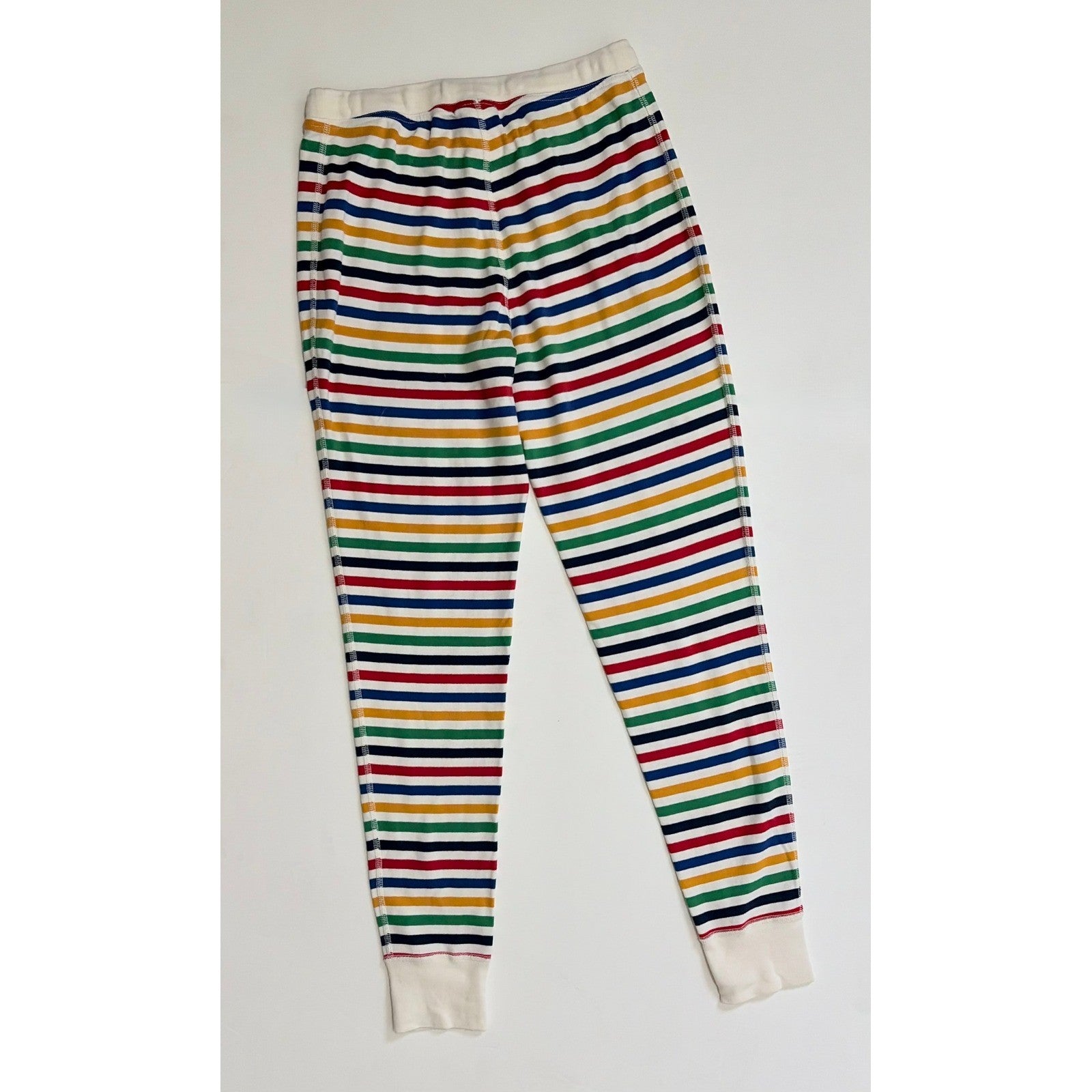 Women's HANNA ANDERSSON 2 Piece Multi Stripe Pajamas Henley Organic Cotton Small
