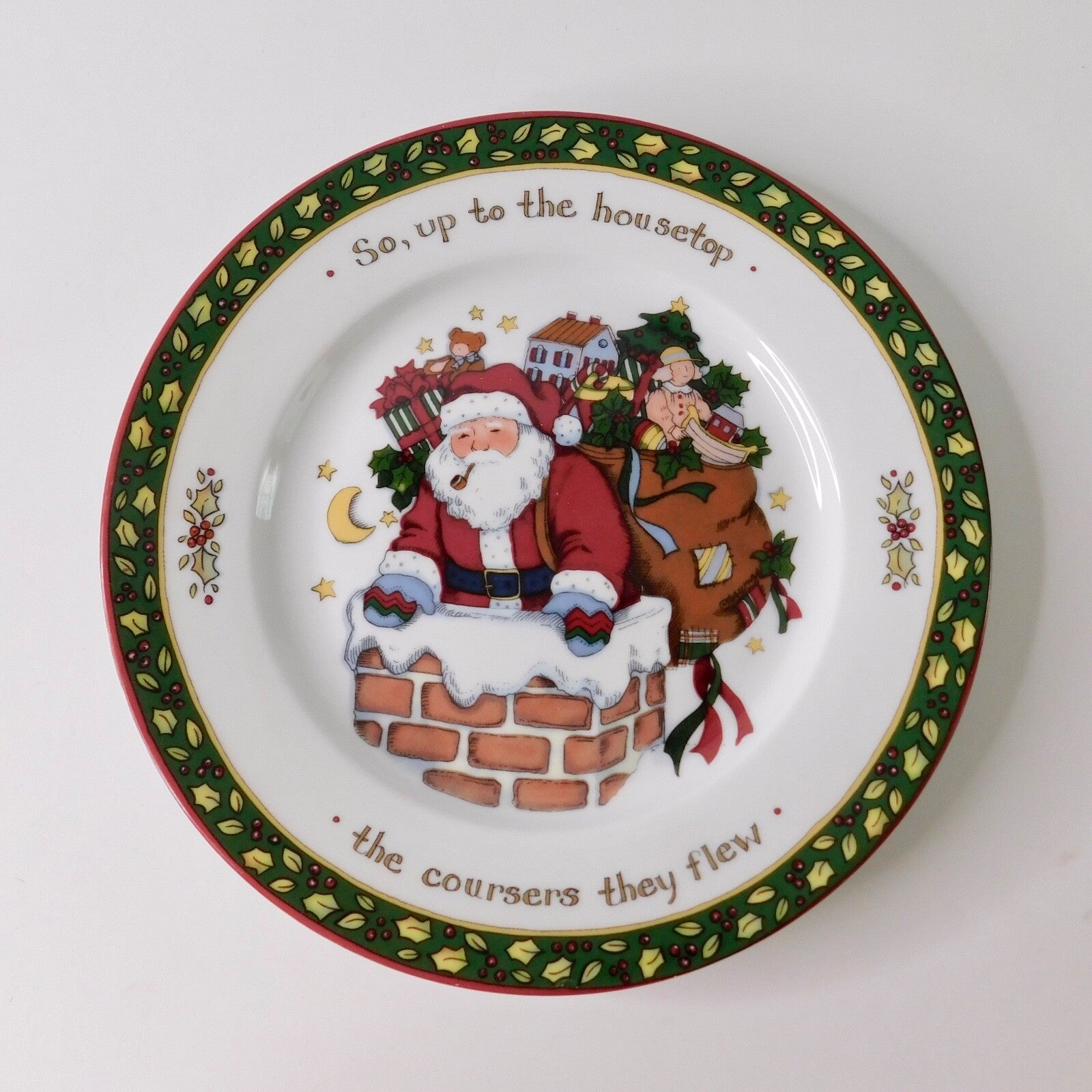 A CHRISTMAS STORY Susan Winget Salad Dessert Plate 8.25" Santa Up On the House