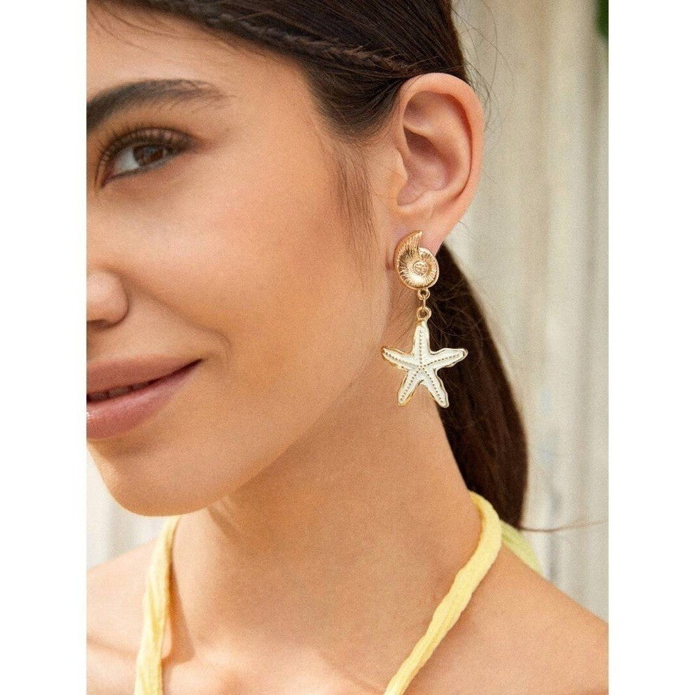 NEW! Seashell Starfish Dangle Drop Fashion Earrings Resortwear Vacation Resort