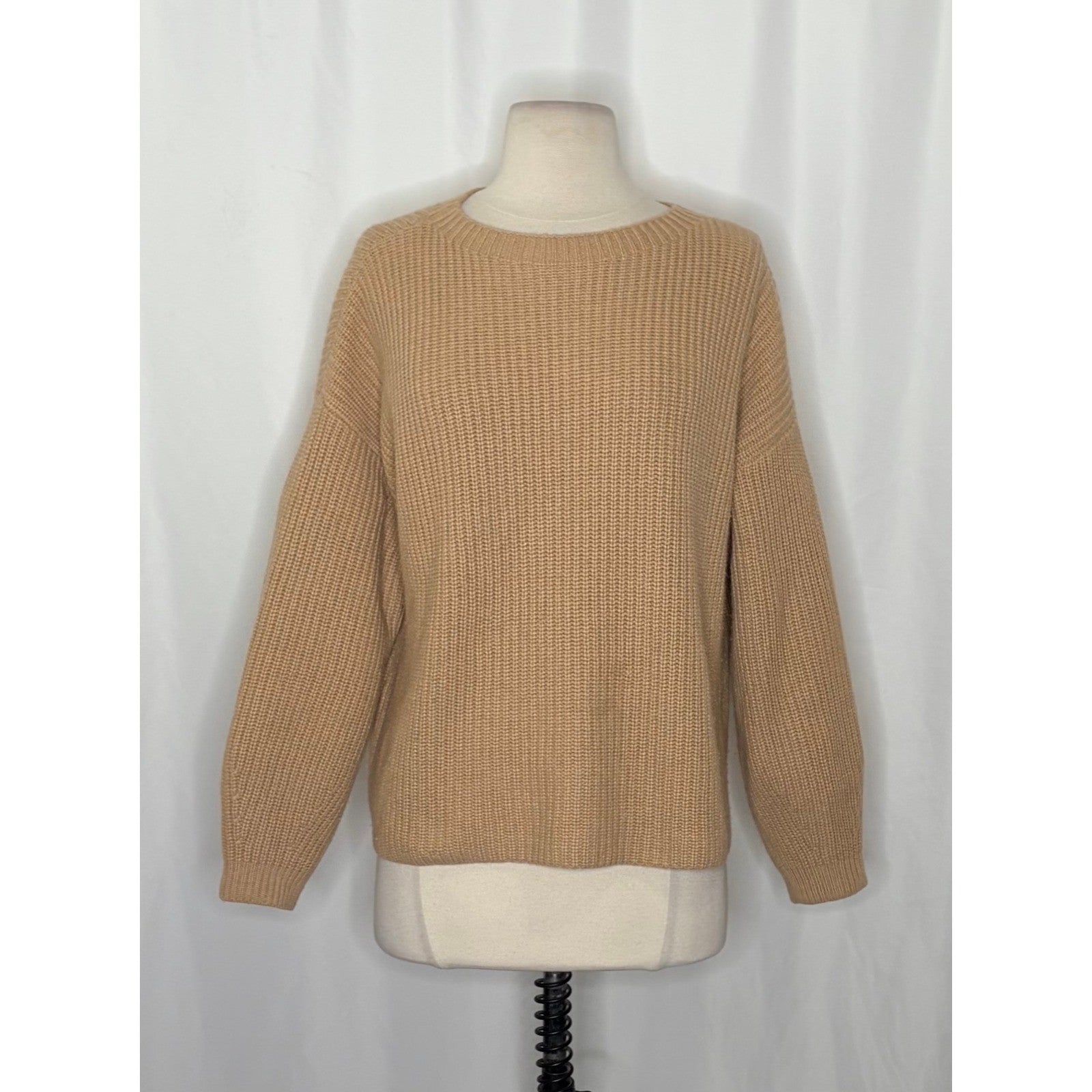 EILEEN FISHER Cashmere Round Neck Pullover Ribbed Shaker Knit Sweater Small