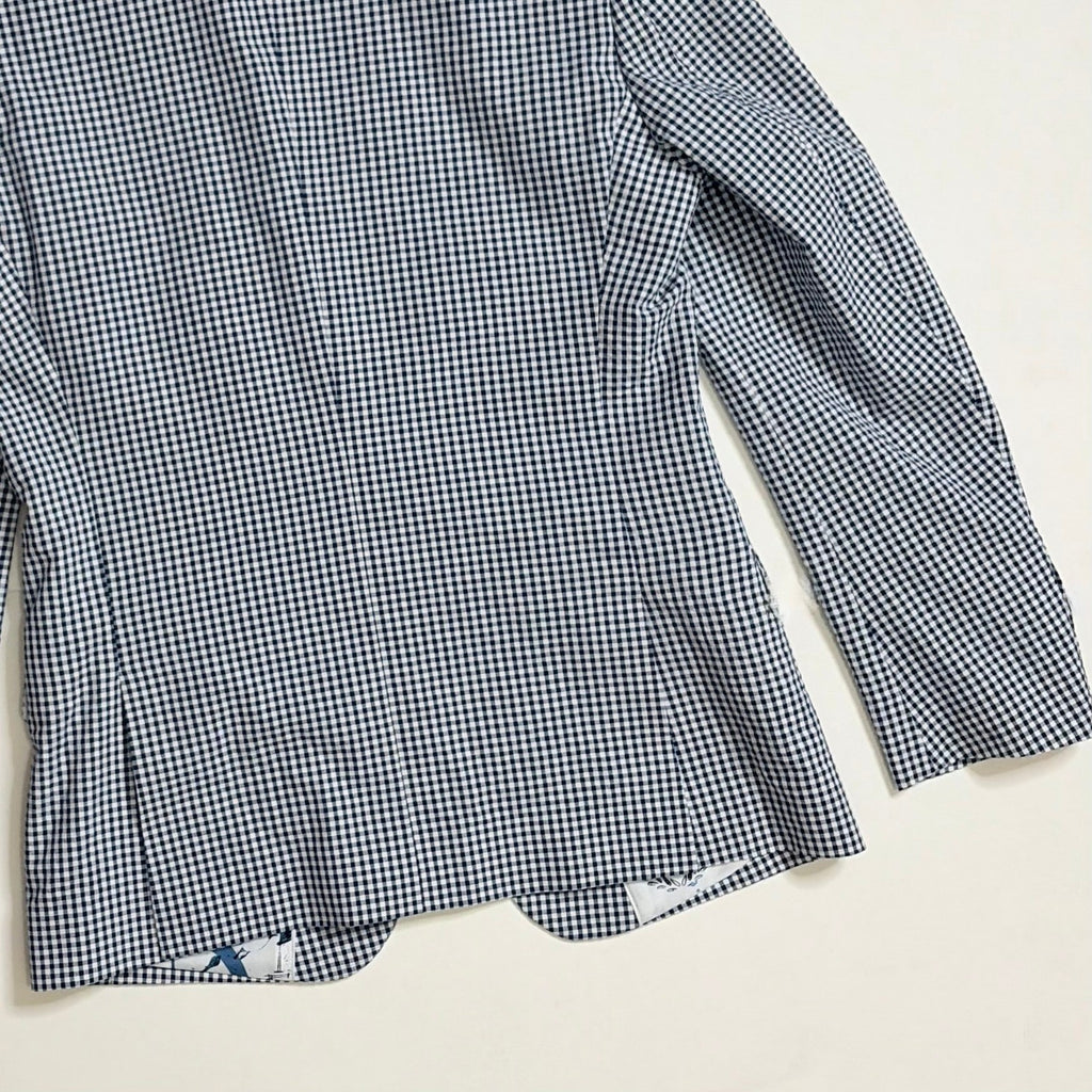 NEW! PAISLEY & GRAY Gingham Peak Two Button Blazer Blue White Nautical Lined 40R