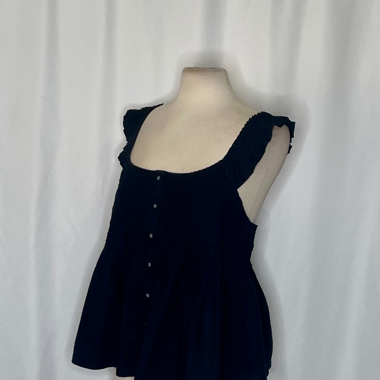 NWT!! J. CREW Pintuck Peplum Top Blouse Solid Black Cotton Poplin Pleated 3X