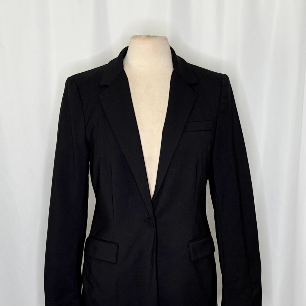 M.M. LAFLEUR The Yiyan Classic Blazer Italian Wool Twill Solid Black Size 10