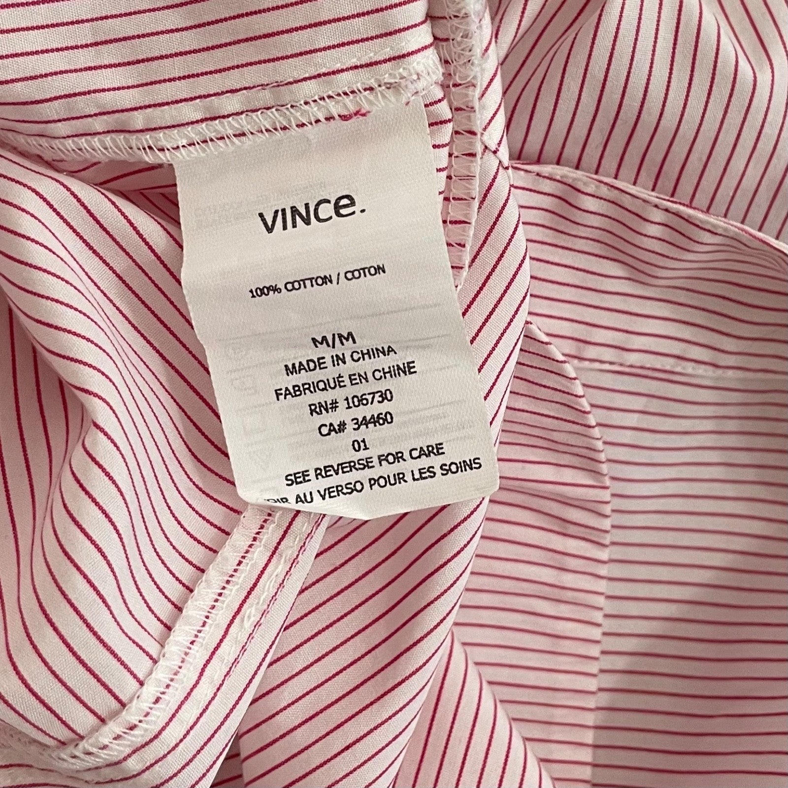 VINCE Red & White Striped Cotton Popover Tunic Top Blouse Nautical Preppy Medium
