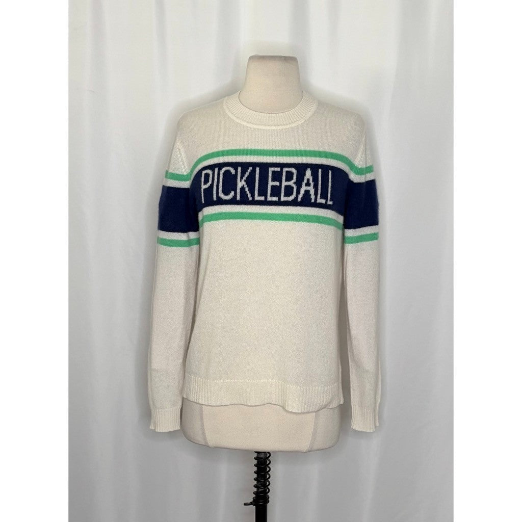 ALASHAN Cashmere Pickleball Sweater Pullover Sporty Text Script Preppy Medium