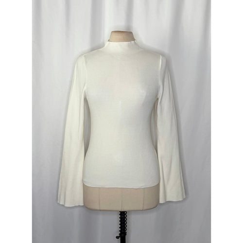 Anthropologie MAEVE Arlowe Bell Sleeve Sweater Ivory Mockneck Mock Neck Medium