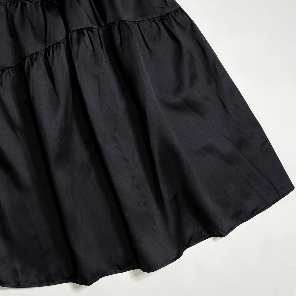 NWT!! MOD REF Black Taffeta Midi Tiered Skirt Solid Elastic Waist X-Small
