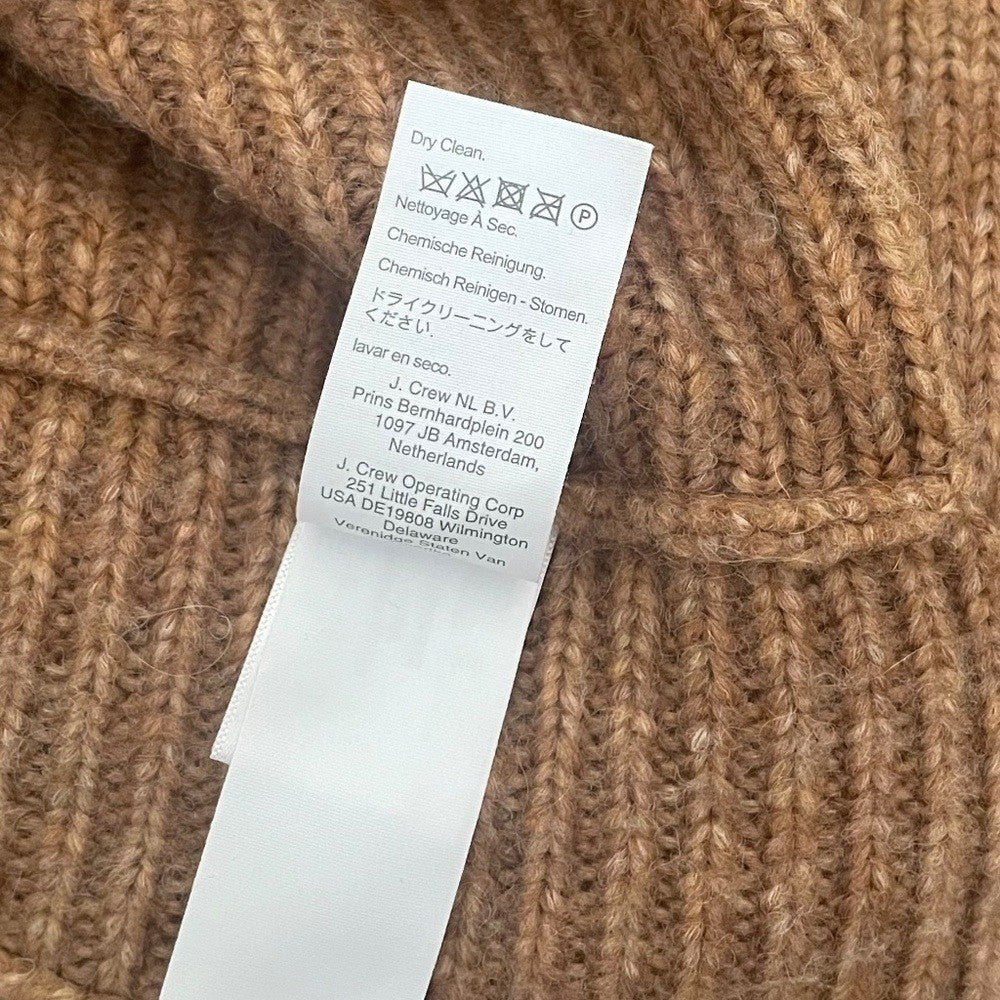 J. CREW Relaxed Turtleneck Poncho Sweater Merino Wool Alpaca Pocket Small Medium