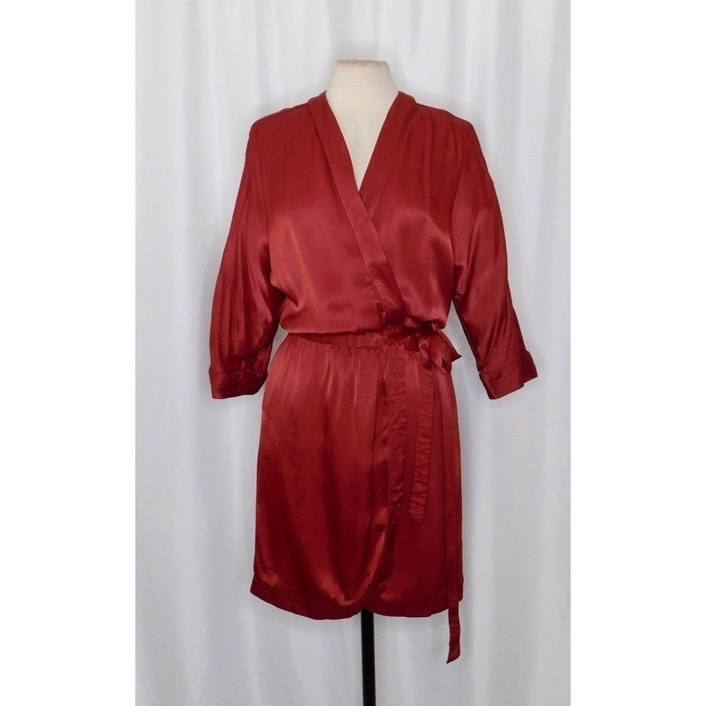 SCOTCH & SODA Maison Scotch Red Satin Wrap Dress Solid Party Cocktails Medium
