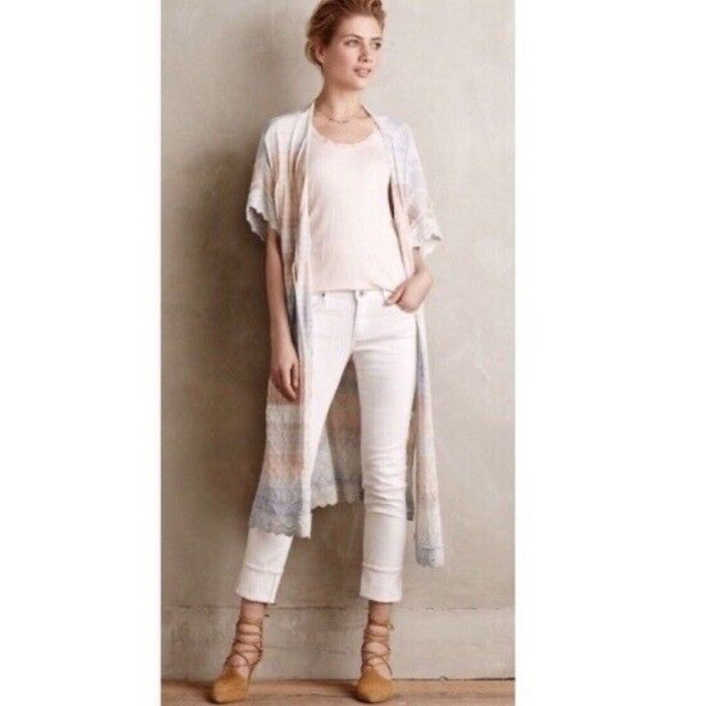 Anthropologie KNITTED & KNOTTED Pastel Ombré Beach Duster Cardigan Medium Petite