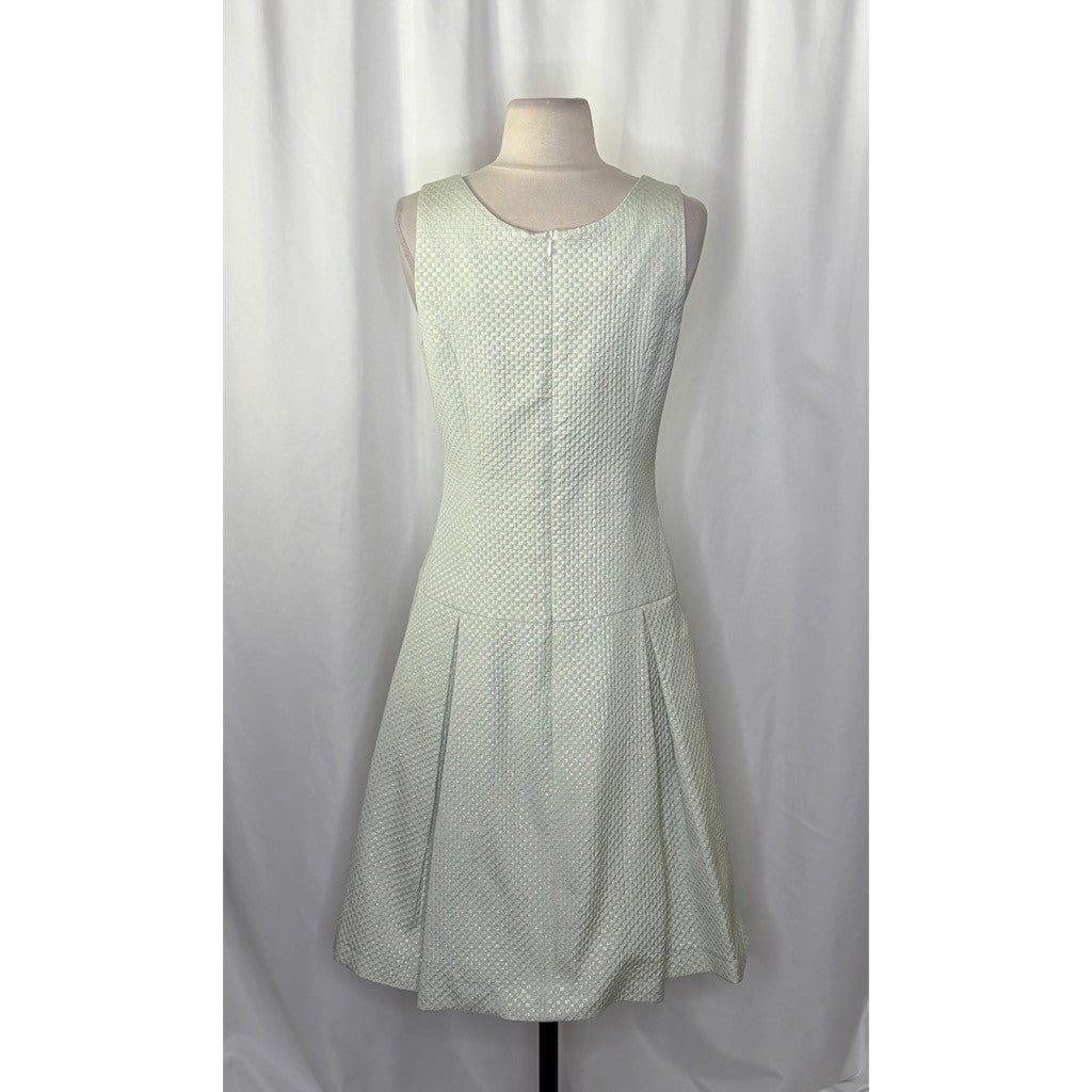 HELENE BERMAN Two Piece Set Blazer Dress Green Metallic Jacquard Size 8