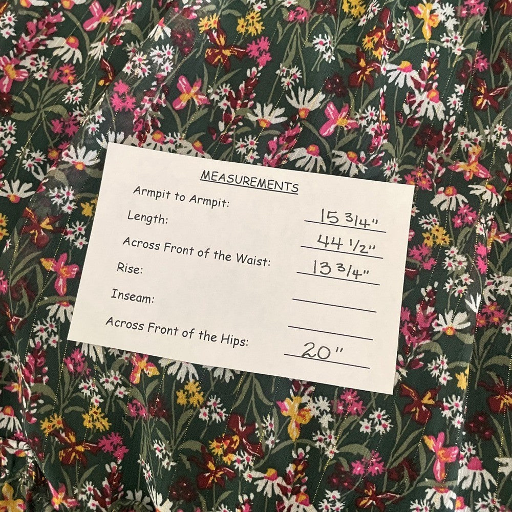 NWT!! DRAPER JAMES RSVP Green Floral Smocked Dress Midi Holidays Party X-Small