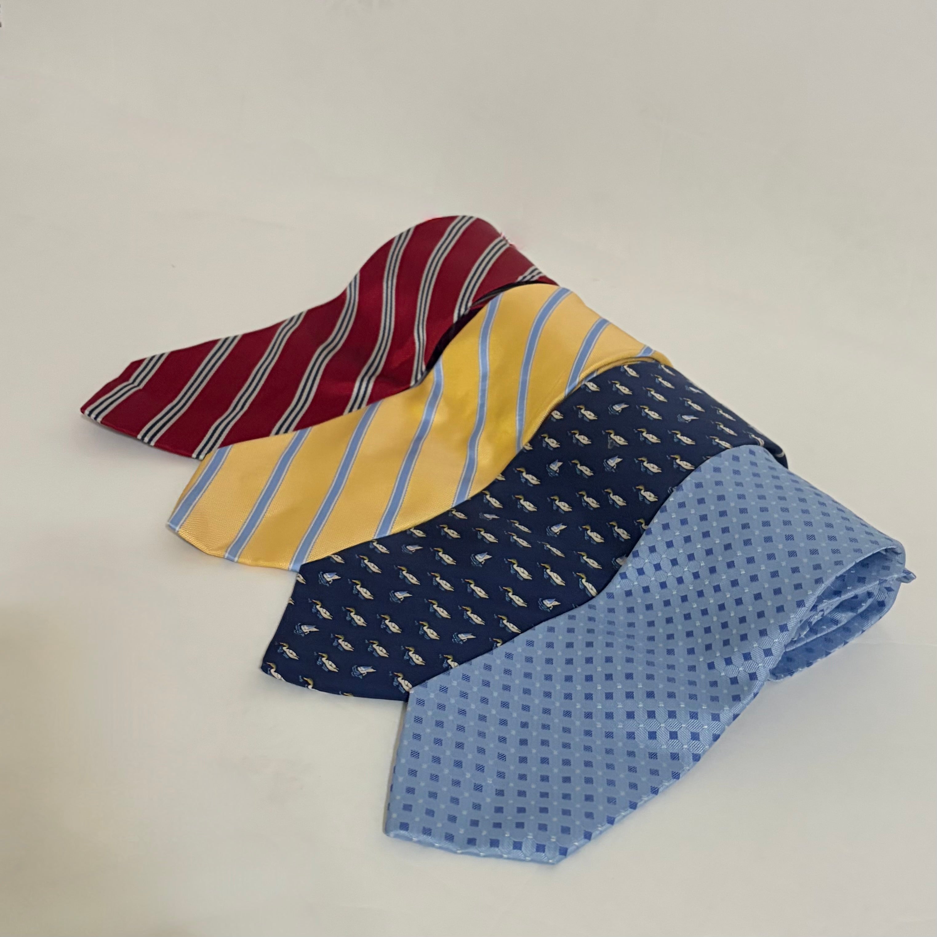Brooks Brothers 346 Men's Silk Tie Lot of 4 – Stripes, Geometric & Mallard Duck Patterns