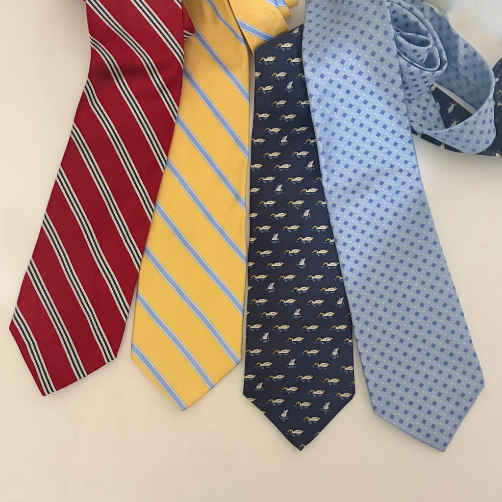 Brooks Brothers 346 Men's Silk Tie Lot of 4 – Stripes, Geometric & Mallard Duck Patterns