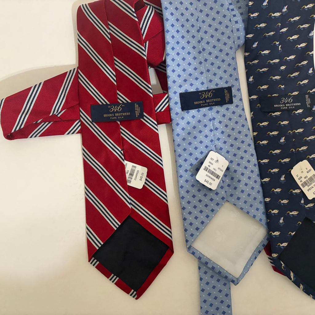 Brooks Brothers 346 Men's Silk Tie Lot of 4 – Stripes, Geometric & Mallard Duck Patterns