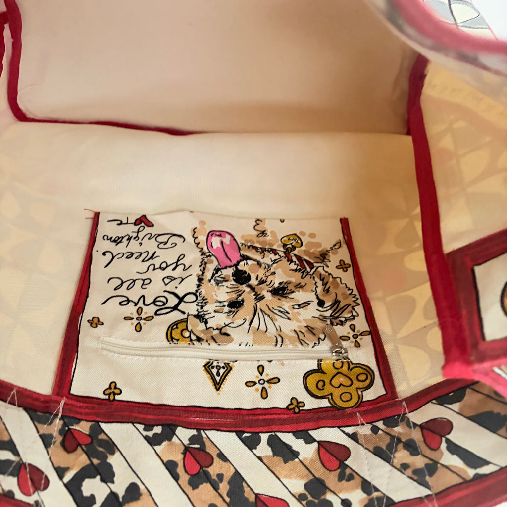 BRIGHTON Wild Love Tote Cat Hearts Animal Print Leopard Purse Canvas Bag