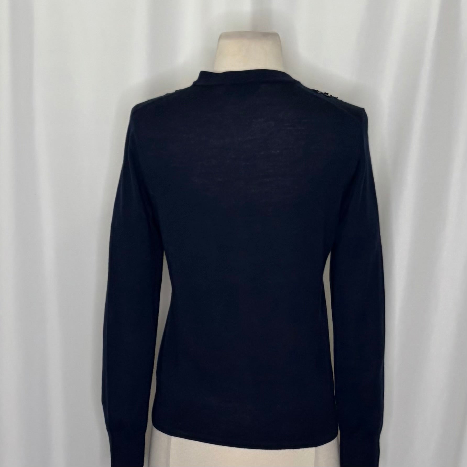 J.Crew Jackie Sequin Flower Merino Wool Cardigan Sweater Navy Medium