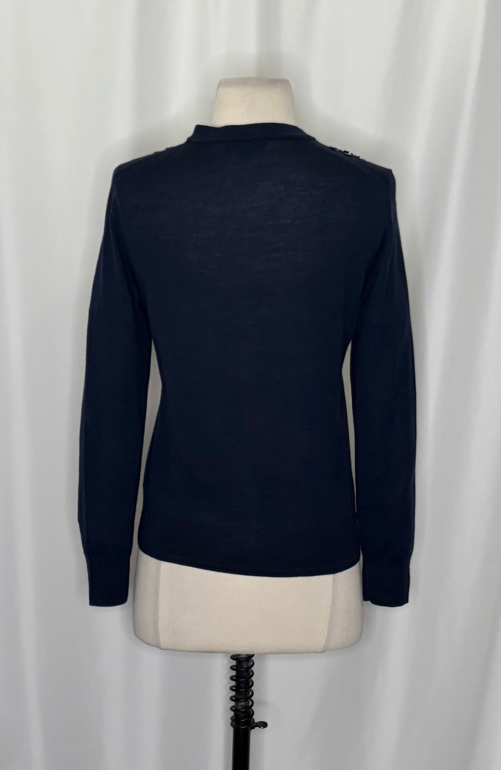 J.Crew Jackie Sequin Flower Merino Wool Cardigan Sweater Navy Medium