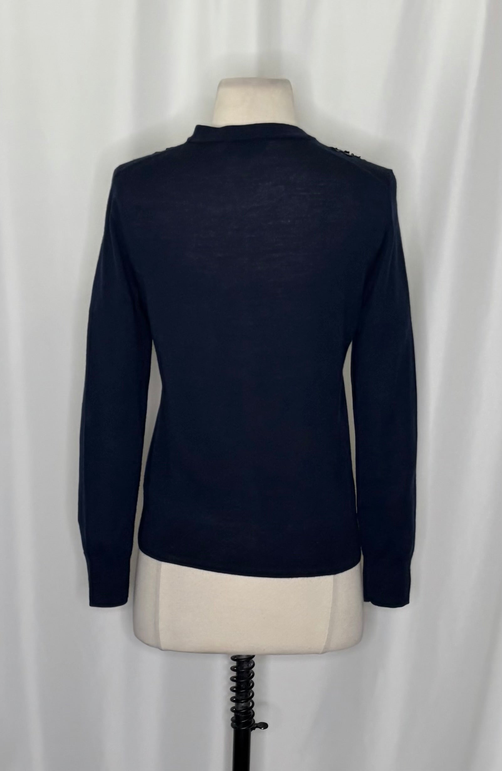 J.Crew Jackie Sequin Flower Merino Wool Cardigan Sweater Navy Medium