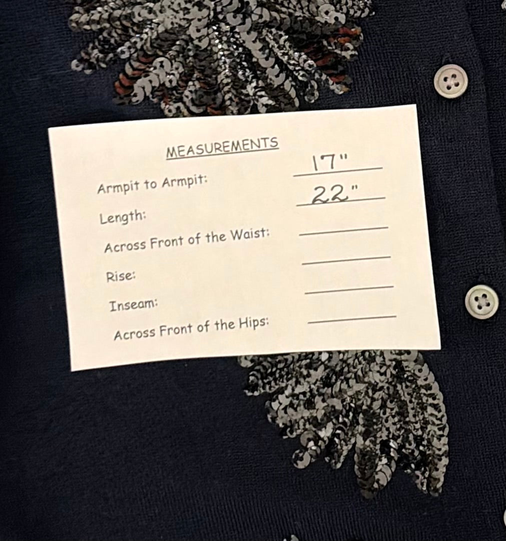 J.Crew Jackie Sequin Flower Merino Wool Cardigan Sweater Navy Medium