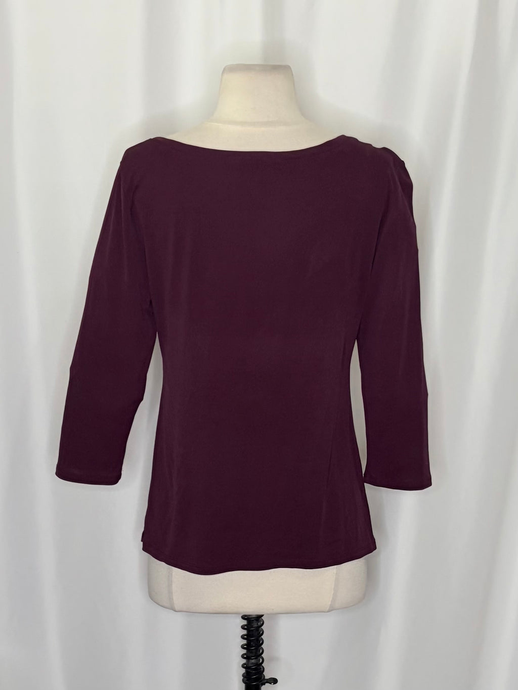 Eileen Fisher Silk Jersey Scoop Neck Top Purple 3/4 Sleeve Small