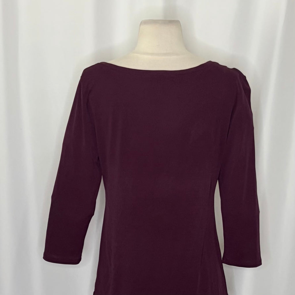 Eileen Fisher Silk Jersey Scoop Neck Top Purple 3/4 Sleeve Small