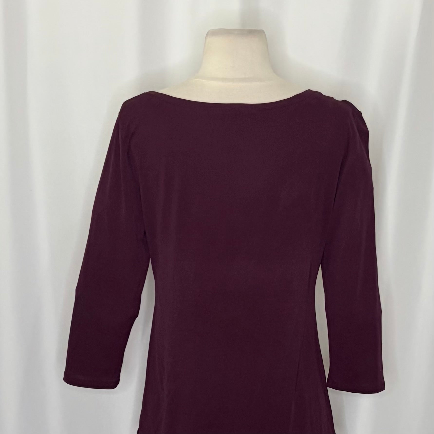 Eileen Fisher Silk Jersey Scoop Neck Top Purple 3/4 Sleeve Small