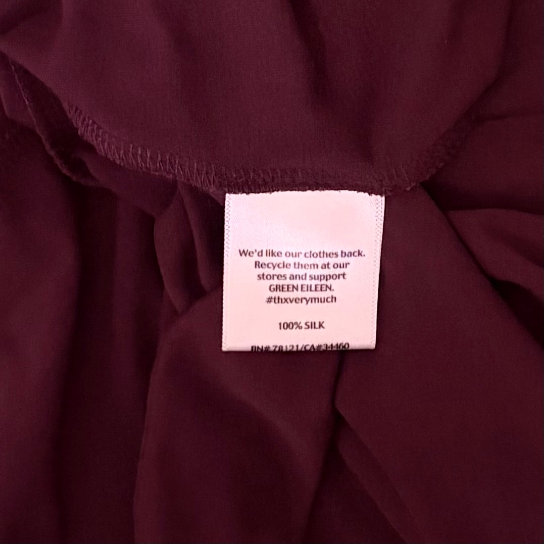 Eileen Fisher Silk Jersey Scoop Neck Top Purple 3/4 Sleeve Small