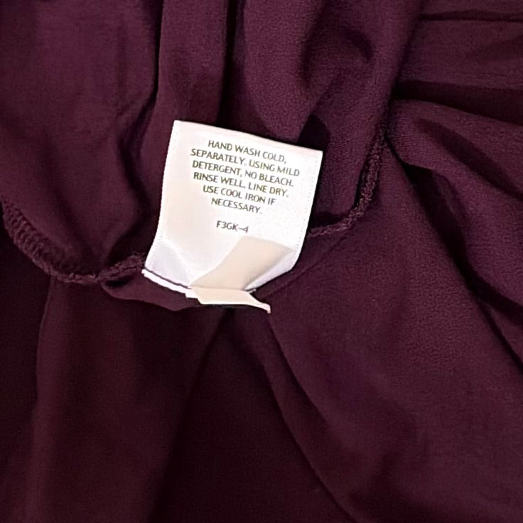 Eileen Fisher Silk Jersey Scoop Neck Top Purple 3/4 Sleeve Small