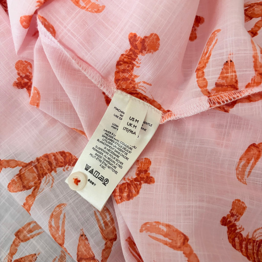 Anthropologie MAEVE Lobster Print Cotton Button Down Blouse Top Cropped Medium