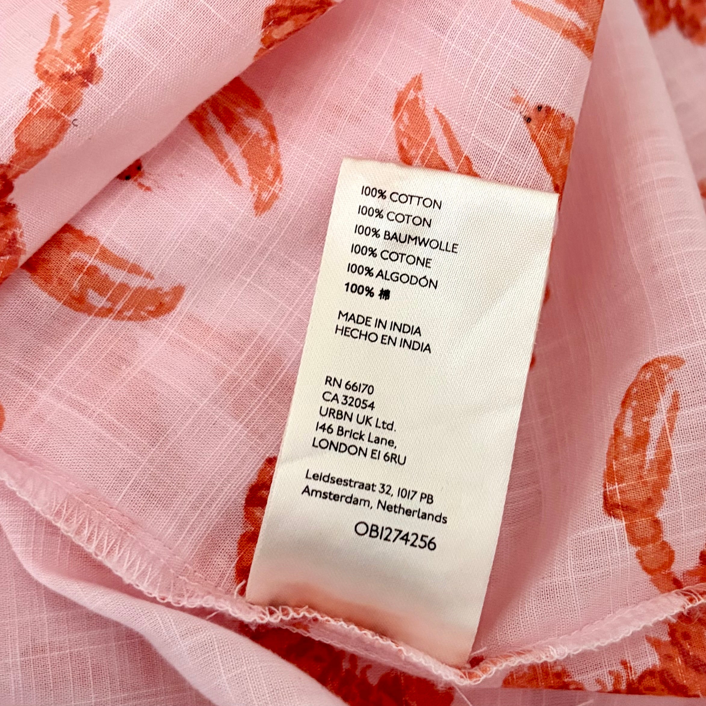 Anthropologie MAEVE Lobster Print Cotton Button Down Blouse Top Cropped Medium