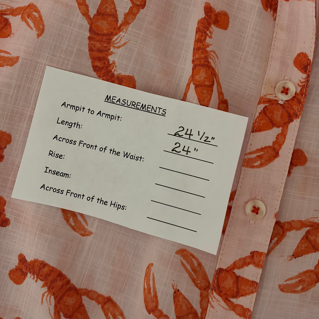 Anthropologie MAEVE Lobster Print Cotton Button Down Blouse Top Cropped Medium