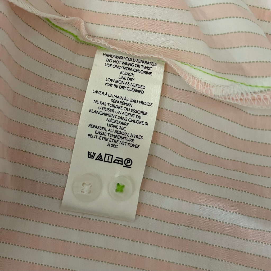 By ANTHROPOLOGIE Longline Button Down Pink White Stripe Shirt Buttondown Large