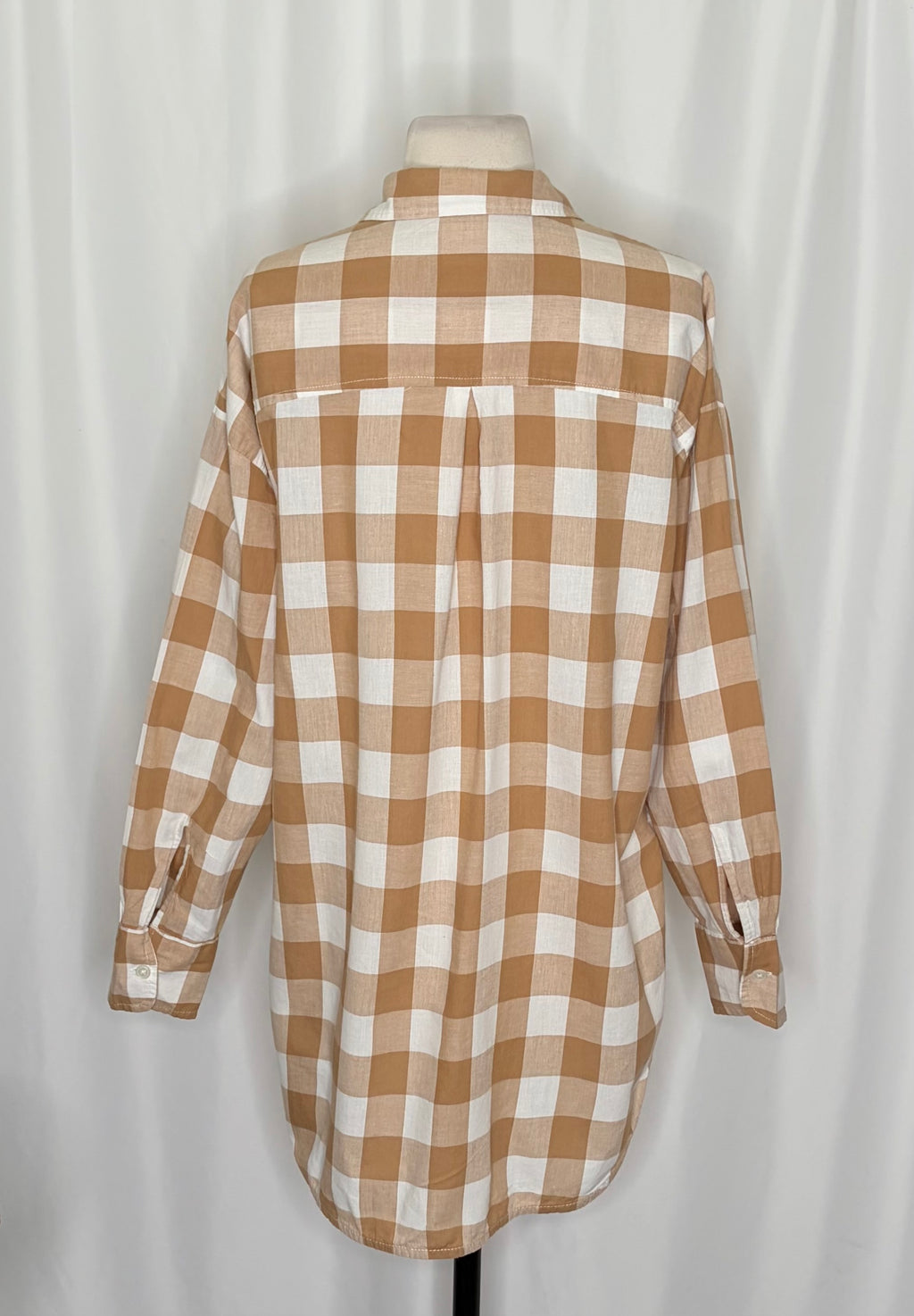 Anthropologie Maeve Bennet Buttondown Buffalo Check Shirt Brown Motif Small
