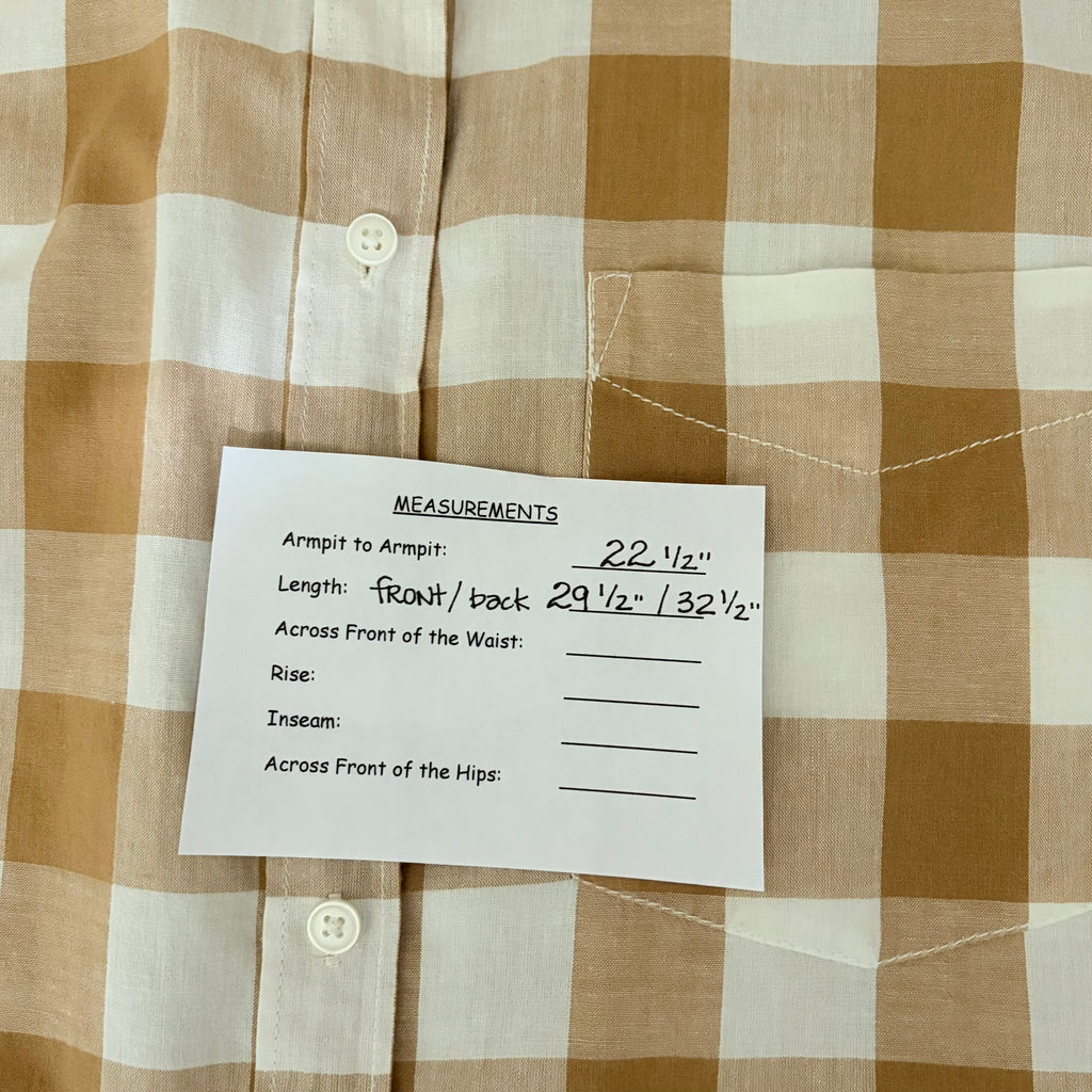 Anthropologie Maeve Bennet Buttondown Buffalo Check Shirt Brown Motif Small