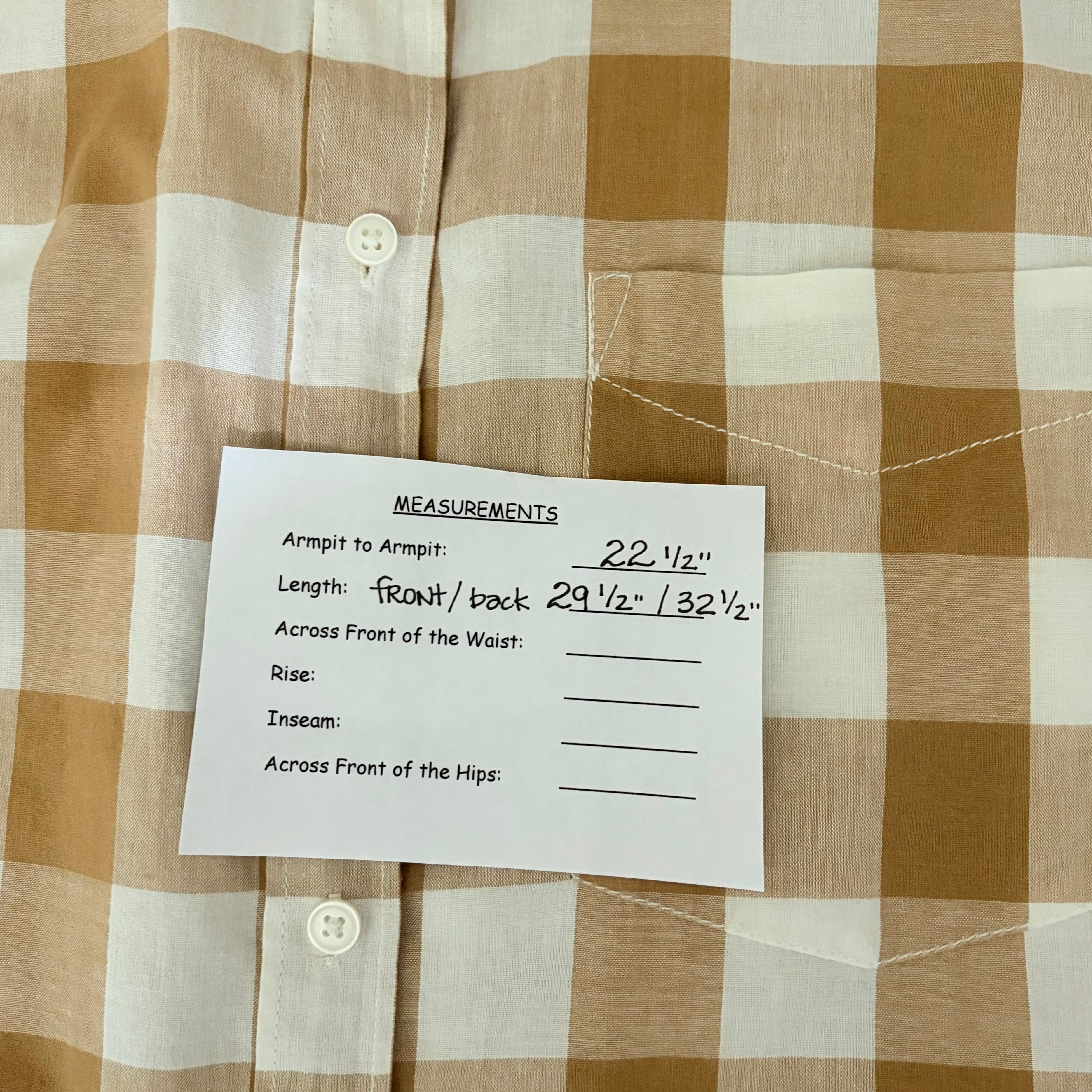 Anthropologie Maeve Bennet Buttondown Buffalo Check Shirt Brown Motif Small