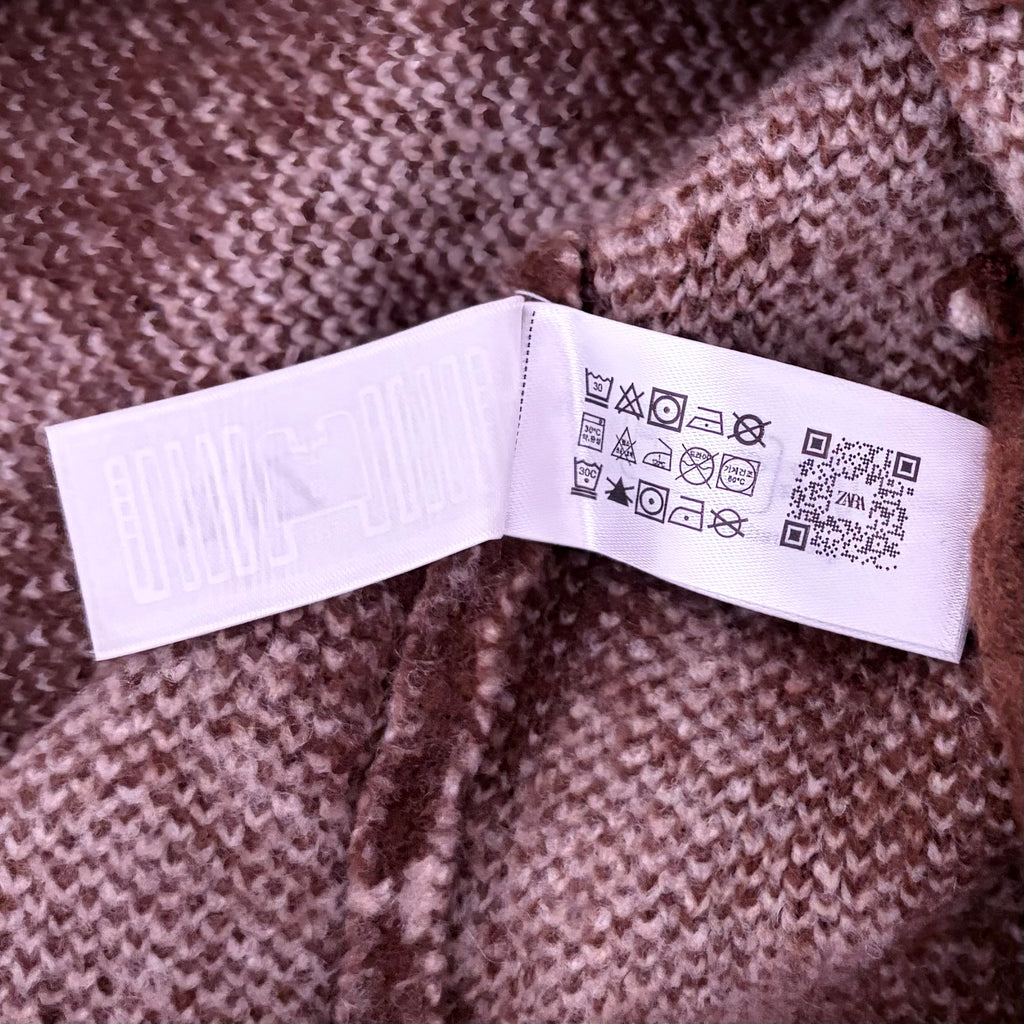 ZARA Argyle Cropped Cardigan Wool Blend Heart Buttons Blogger Favorite Small