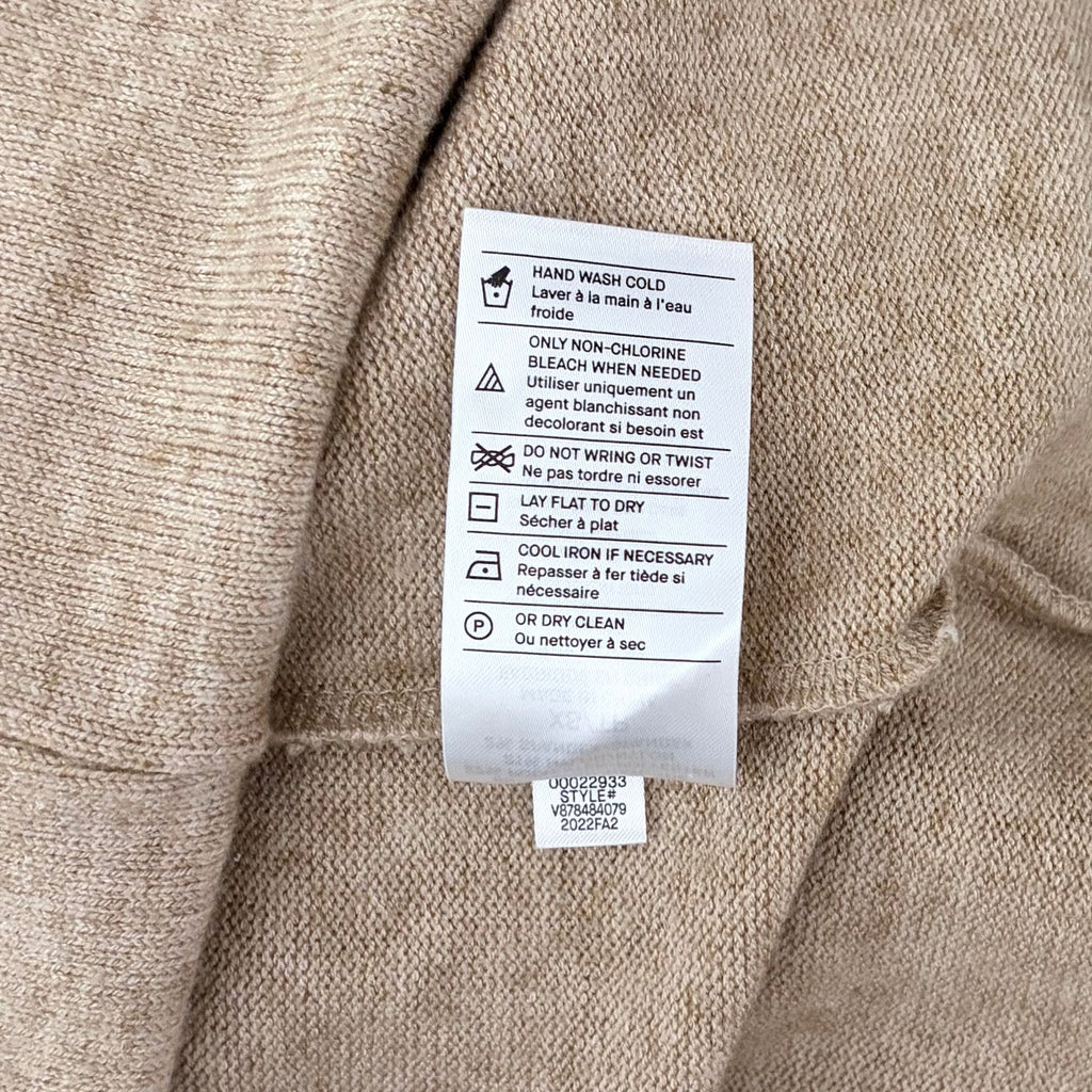 VINCE Scoop Neck Stretch Knit Long Sleeve Pullover Top Beige Tan Knitwear XS
