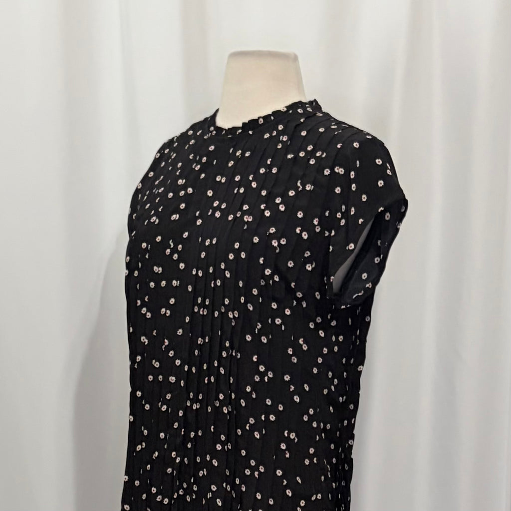 NWT J. CREW Pintuck Shift Dress Midnight Floral Print Pleated Crepe Small