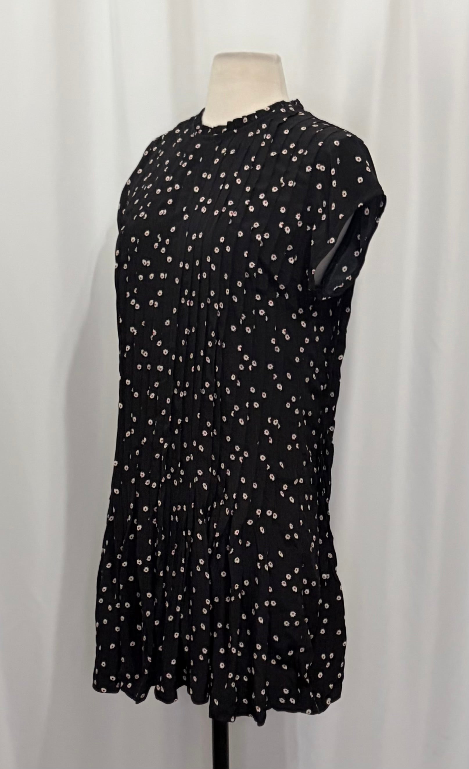 NWT J. CREW Pintuck Shift Dress Midnight Floral Print Pleated Crepe Small