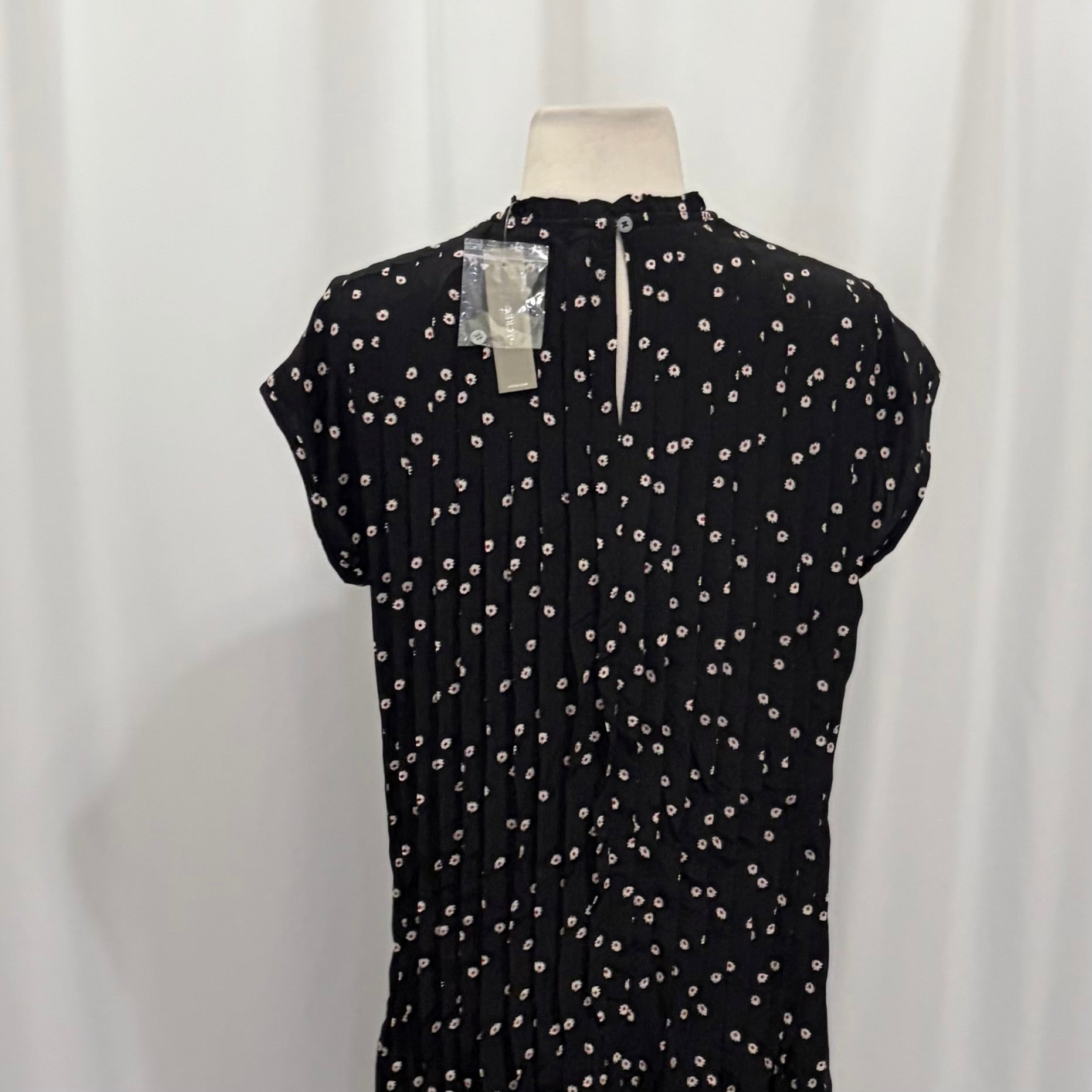 NWT J. CREW Pintuck Shift Dress Midnight Floral Print Pleated Crepe Small
