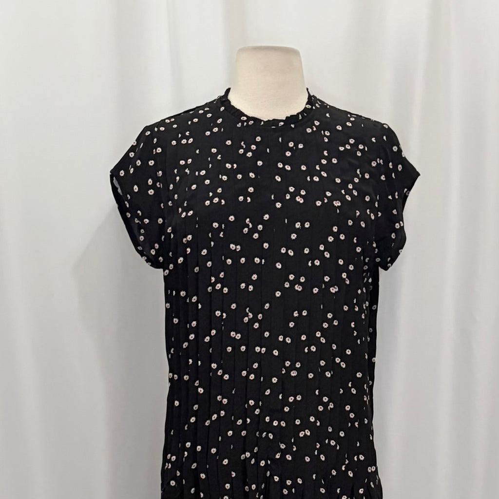 NWT J. CREW Pintuck Shift Dress Midnight Floral Print Pleated Crepe Small